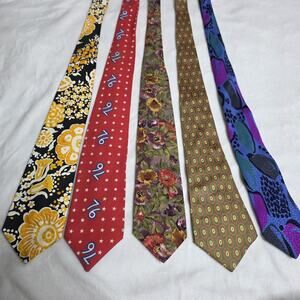 Vintage Assorted Necktie Lot Kitschy Novelty Silk Cotton Handmade Retro (6)